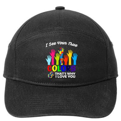 Autism Hand Of Puzzles See Your True Colors 7-Panel Snapback Hat
