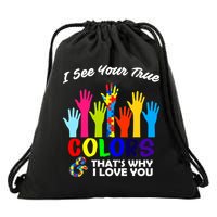Autism Hand Of Puzzles See Your True Colors Drawstring Bag