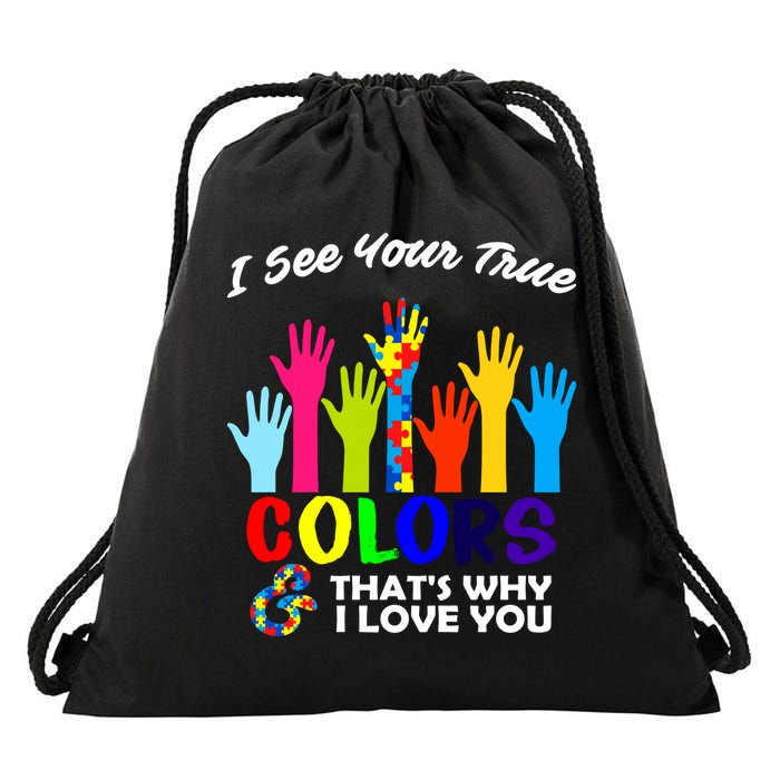 Autism Hand Of Puzzles See Your True Colors Drawstring Bag