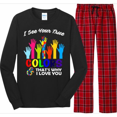 Autism Hand Of Puzzles See Your True Colors Long Sleeve Pajama Set