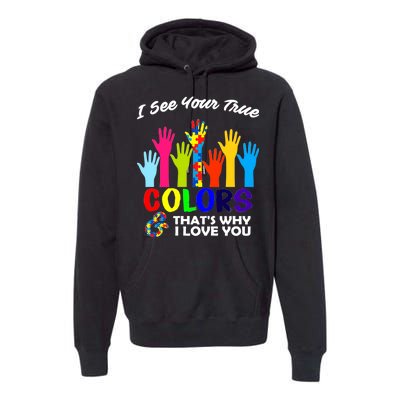 Autism Hand Of Puzzles See Your True Colors Premium Hoodie