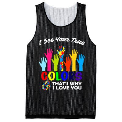 Autism Hand Of Puzzles See Your True Colors Mesh Reversible Basketball Jersey Tank