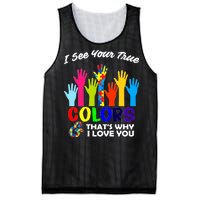 Autism Hand Of Puzzles See Your True Colors Mesh Reversible Basketball Jersey Tank