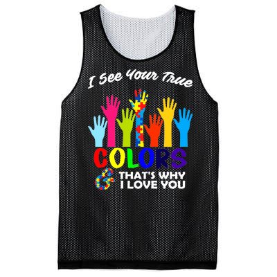 Autism Hand Of Puzzles See Your True Colors Mesh Reversible Basketball Jersey Tank