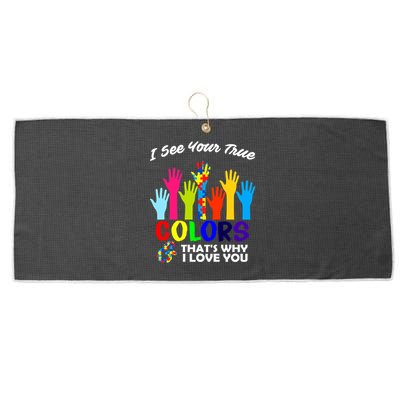 Autism Hand Of Puzzles See Your True Colors Large Microfiber Waffle Golf Towel