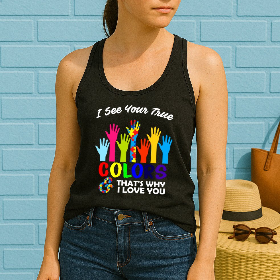 Autism Hand Of Puzzles See Your True Colors Womens Tank Top