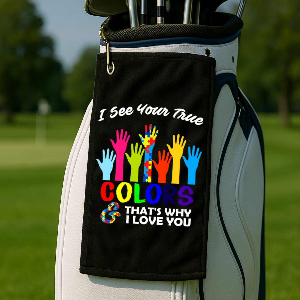 Autism Hand Of Puzzles See Your True Colors Golf Towel