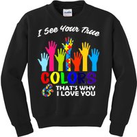 Autism Hand Of Puzzles See Your True Colors Kids Sweatshirt