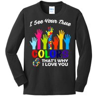 Autism Hand Of Puzzles See Your True Colors Kids Long Sleeve Shirt