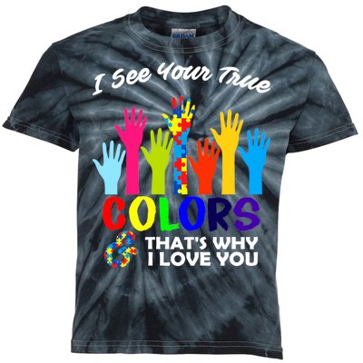 Autism Hand Of Puzzles See Your True Colors Kids Tie-Dye T-Shirt