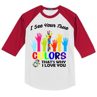 Autism Hand Of Puzzles See Your True Colors Kids Colorblock Raglan Jersey