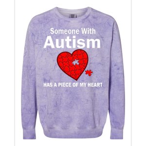 Autism Has A Piece Of My Heart Colorblast Crewneck Sweatshirt