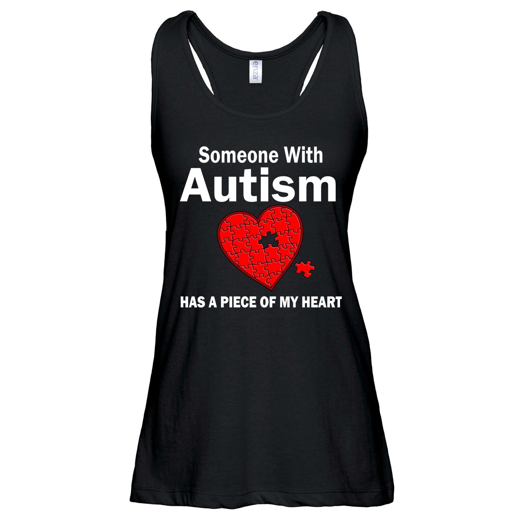 Autism Has A Piece Of My Heart Ladies Essential Flowy Tank