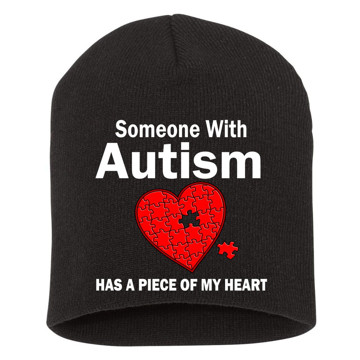 Autism Has A Piece Of My Heart Short Acrylic Beanie