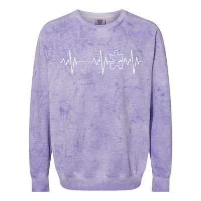 Autism Heartbeat Pulse Puzzle Colorblast Crewneck Sweatshirt