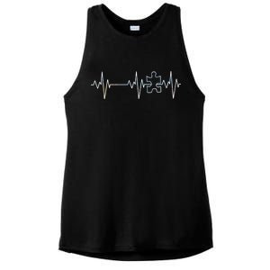 Autism Heartbeat Pulse Puzzle Ladies PosiCharge Tri-Blend Wicking Tank