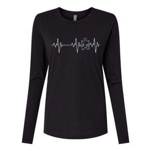 Autism Heartbeat Pulse Puzzle Womens Cotton Relaxed Long Sleeve T-Shirt