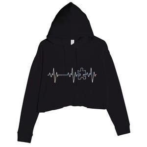 Autism Heartbeat Pulse Puzzle Crop Fleece Hoodie