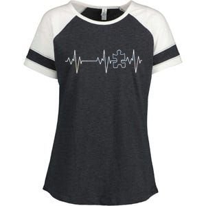 Autism Heartbeat Pulse Puzzle Enza Ladies Jersey Colorblock Tee