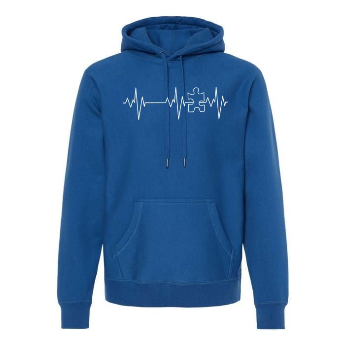 Autism Heartbeat Pulse Puzzle Premium Hoodie