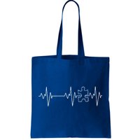 Autism Heartbeat Pulse Puzzle Tote Bag