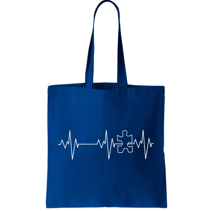 Autism Heartbeat Pulse Puzzle Tote Bag