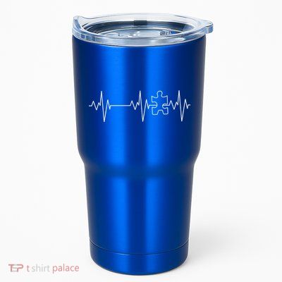 Autism Heartbeat Pulse Puzzle Tumbler