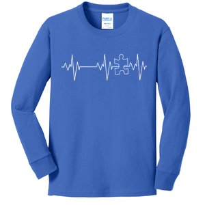 Autism Heartbeat Pulse Puzzle Kids Long Sleeve Shirt