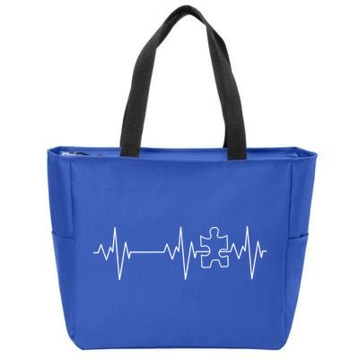 Autism Heartbeat Pulse Puzzle Zip Tote Bag