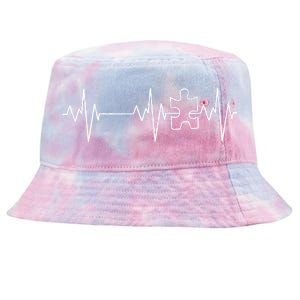 Autism Heartbeat Pulse Puzzle Tie-Dyed Bucket Hat