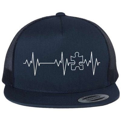 Autism Heartbeat Pulse Puzzle Flat Bill Trucker Hat