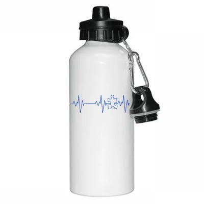 Autism Heartbeat Pulse Puzzle Aluminum Water Bottle