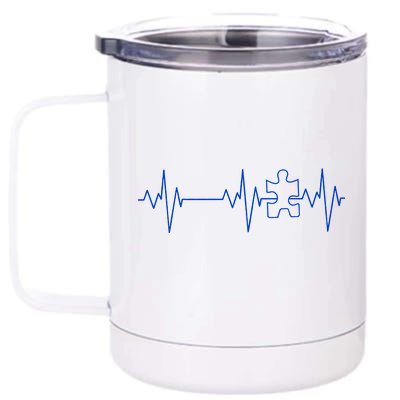 Autism Heartbeat Pulse Puzzle 12 oz Stainless Steel Tumbler Cup