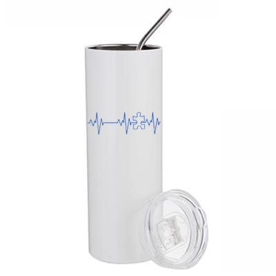 Autism Heartbeat Pulse Puzzle Stainless Steel Tumbler