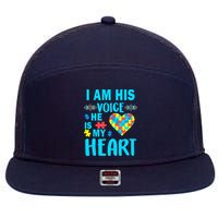 Autism I Am His Voice He Is My Heart 7 Panel Mesh Trucker Snapback Hat