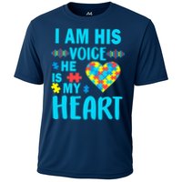 Autism I Am His Voice He Is My Heart Cooling Performance Crew T-Shirt