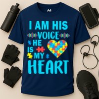 Autism I Am His Voice He Is My Heart Cooling Performance Crew T-Shirt