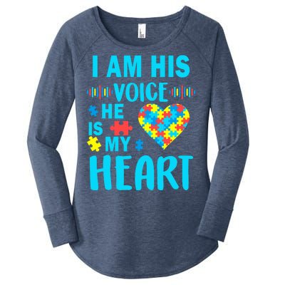 Autism I Am His Voice He Is My Heart Women's Perfect Tri Tunic Long Sleeve Shirt