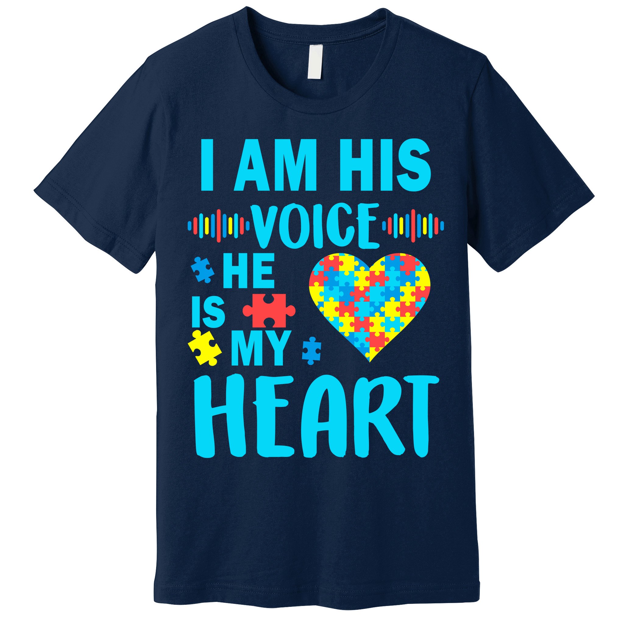 Autism I Am His Voice He Is My Heart Premium T-Shirt