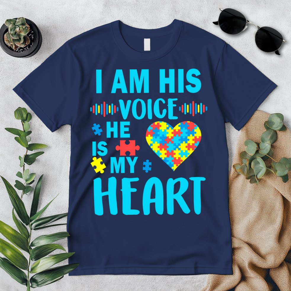 Autism I Am His Voice He Is My Heart Premium T-Shirt