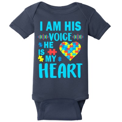 Autism I Am His Voice He Is My Heart Baby Bodysuit