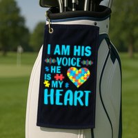 Autism I Am His Voice He Is My Heart Golf Towel