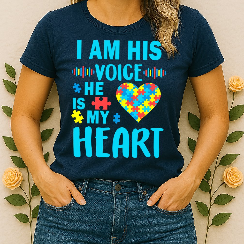 Autism I Am His Voice He Is My Heart Womens T-Shirt