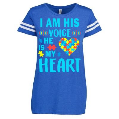 Autism I Am His Voice He Is My Heart Enza Ladies Jersey Football T-Shirt