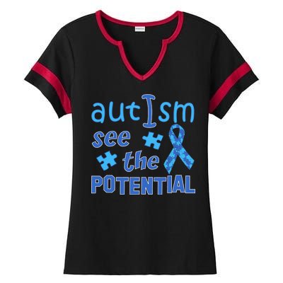 Autism I See The Potential Ladies Halftime Notch Neck Tee