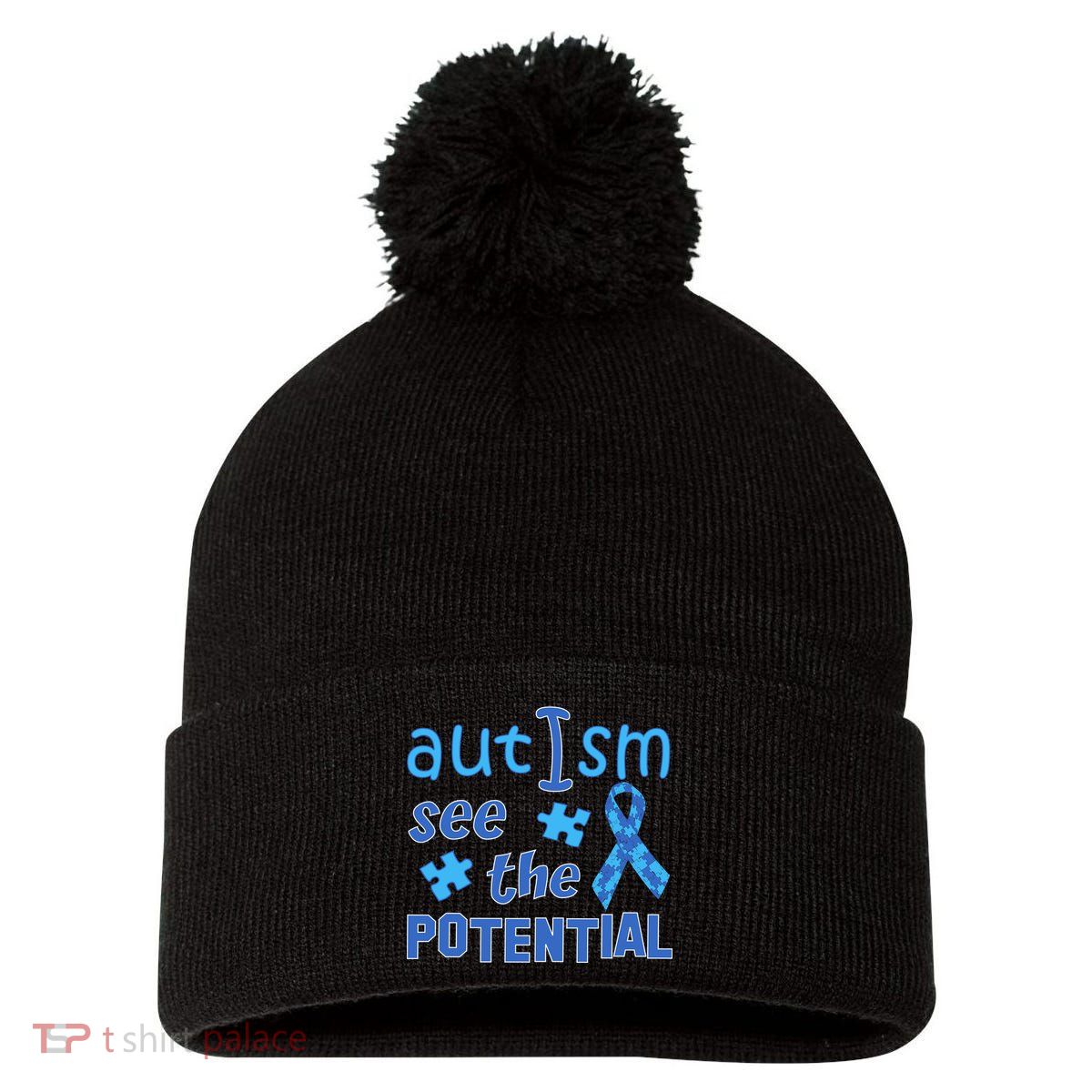 Autism I See The Potential Pom Pom 12in Knit Beanie