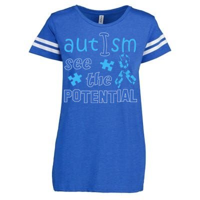 Autism I See The Potential Enza Ladies Jersey Football T-Shirt