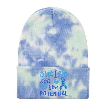 Autism I See The Potential Tie Dye 12in Knit Beanie