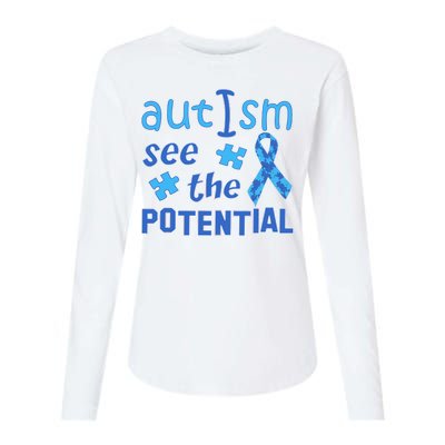 Autism I See The Potential Womens Cotton Relaxed Long Sleeve T-Shirt