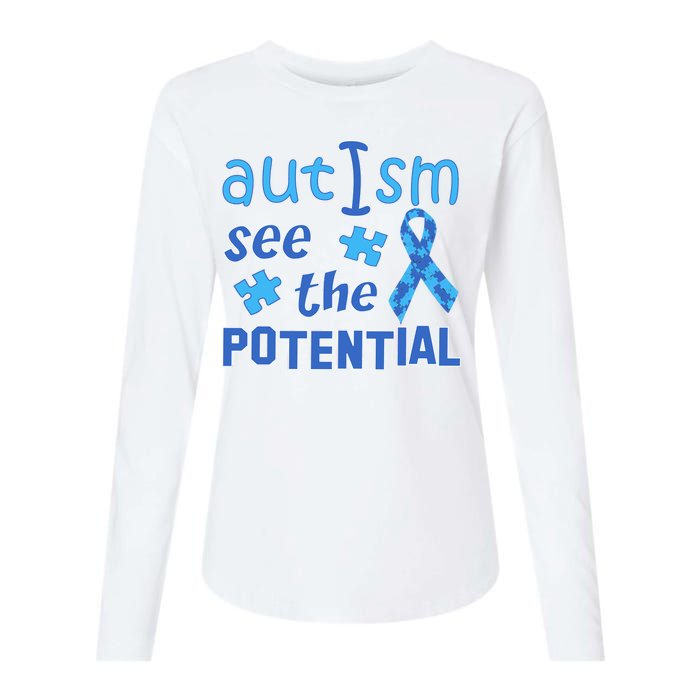 Autism I See The Potential Womens Cotton Relaxed Long Sleeve T-Shirt